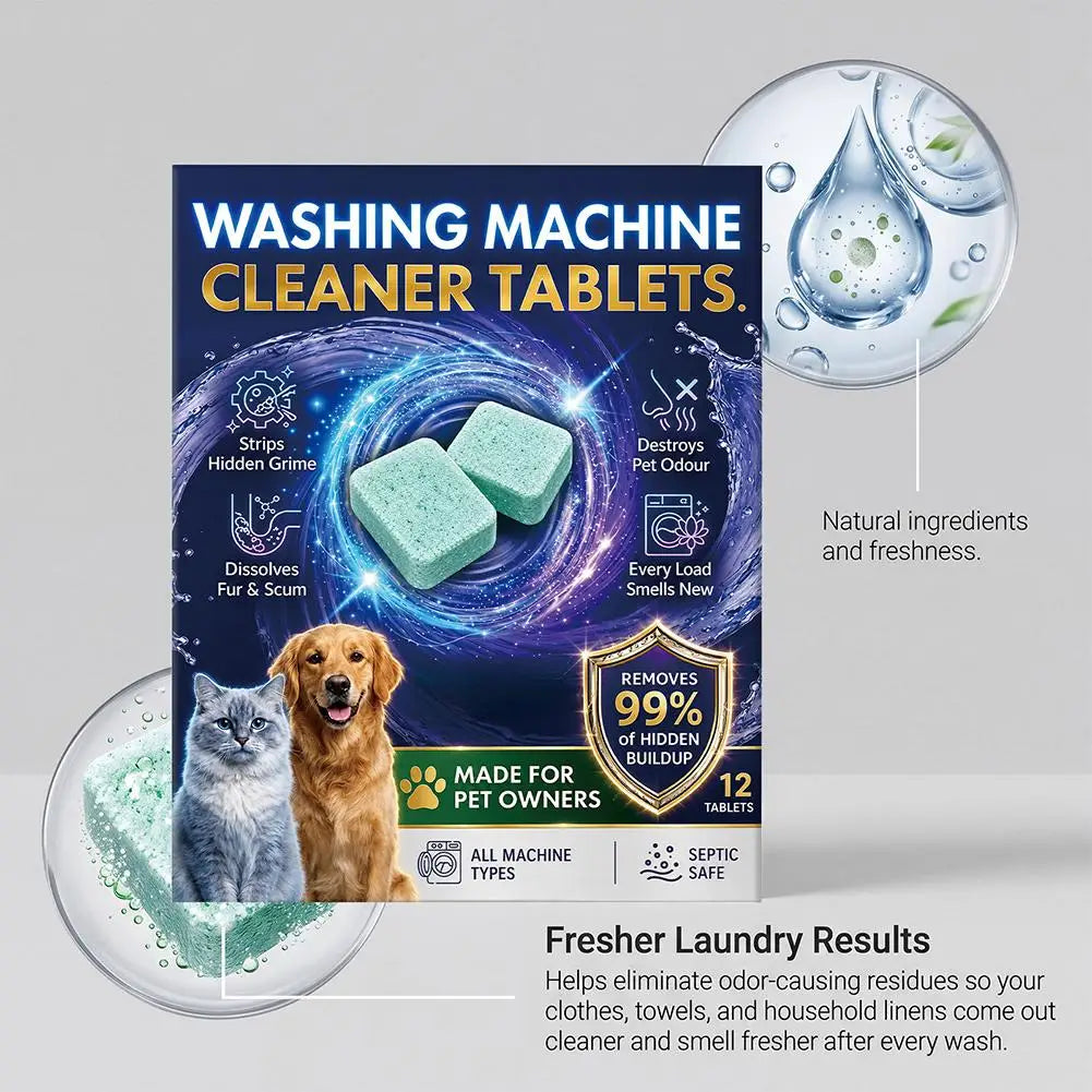 Washing Machine Cleaning Tablets 12/24 Pack – Descaler & Deodorizer
