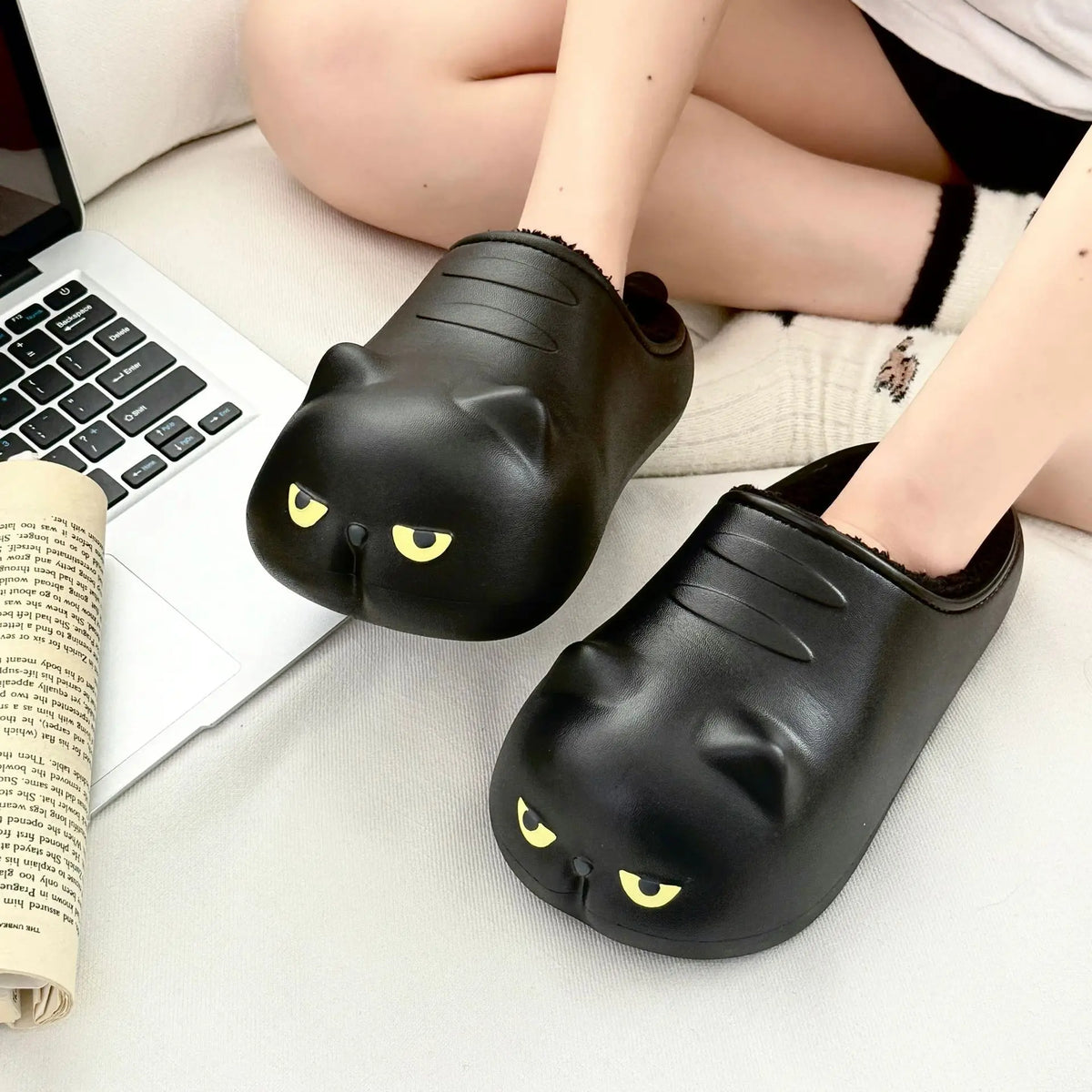 Lorilury Fuzzy Cat Slippers – Women's Warm Indoor House Shoes