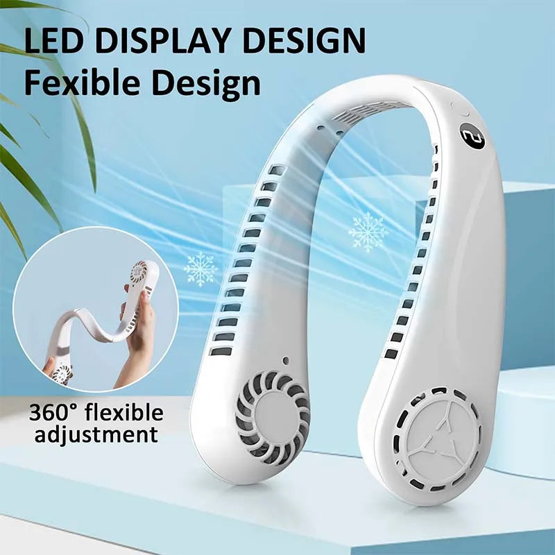 Portable USB Rechargeable Hands-Free Neck Fan | Outdoor Cooling