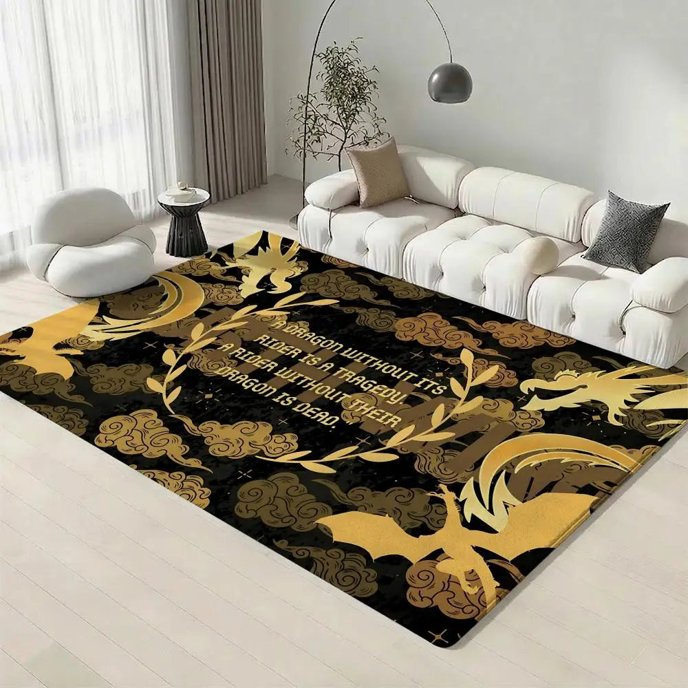 Fourth Wing Fantasy Flannel Floor Mat – Non-Slip Indoor Rug