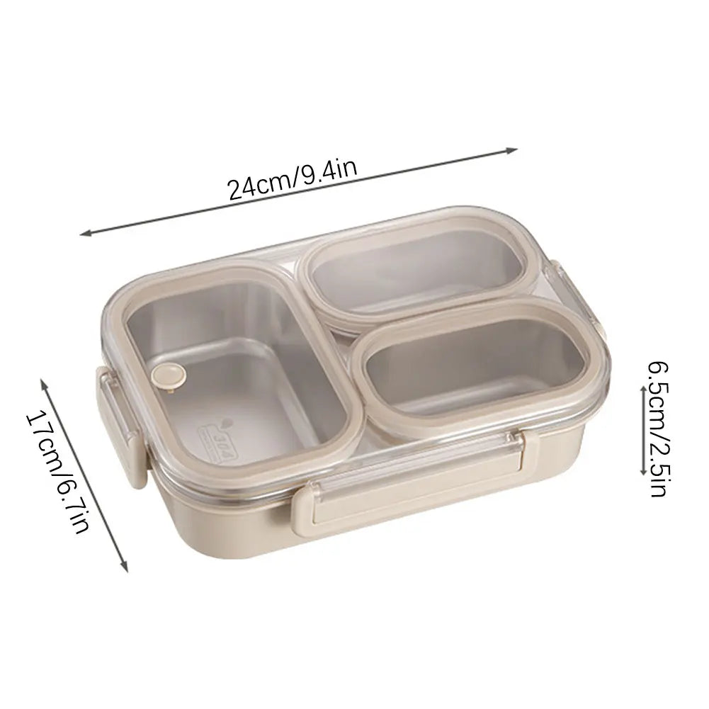 Stainless Steel Bento Lunch Box | 3-Compartment Leakproof