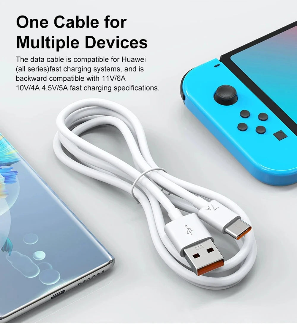 100W 7A USB-C Fast Charging Cable – Huawei, Xiaomi & More
