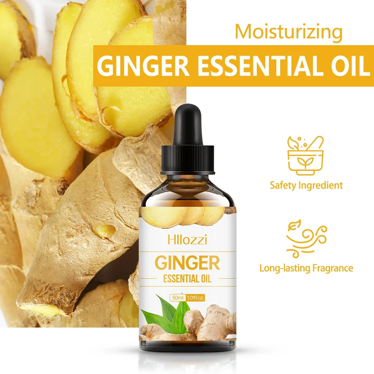 Hllozzi 30ml Ginger Essential Oil – Scalp, Diffuser & DIY
