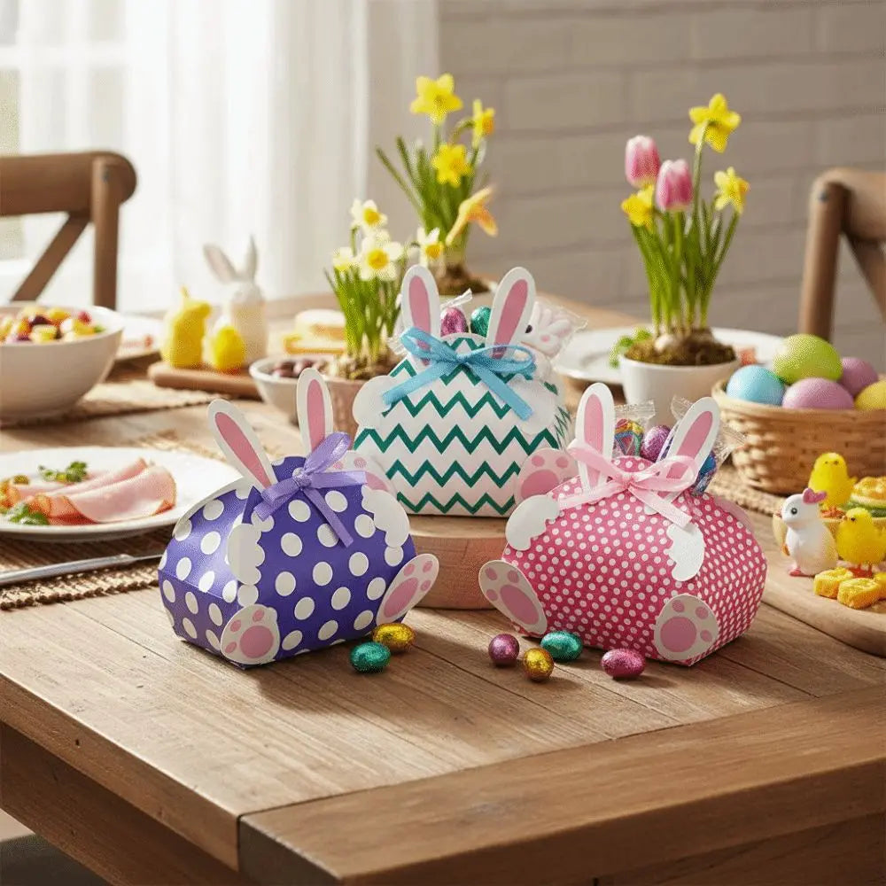Easter Bunny Paper Candy Boxes | 12-Pack Colorful Gift Boxes