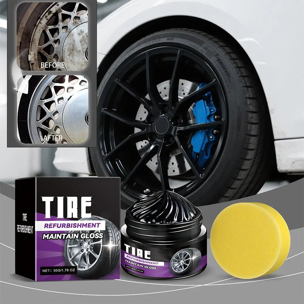 50g Tire Polishing Wax – Deep Black Gloss & UV Protection