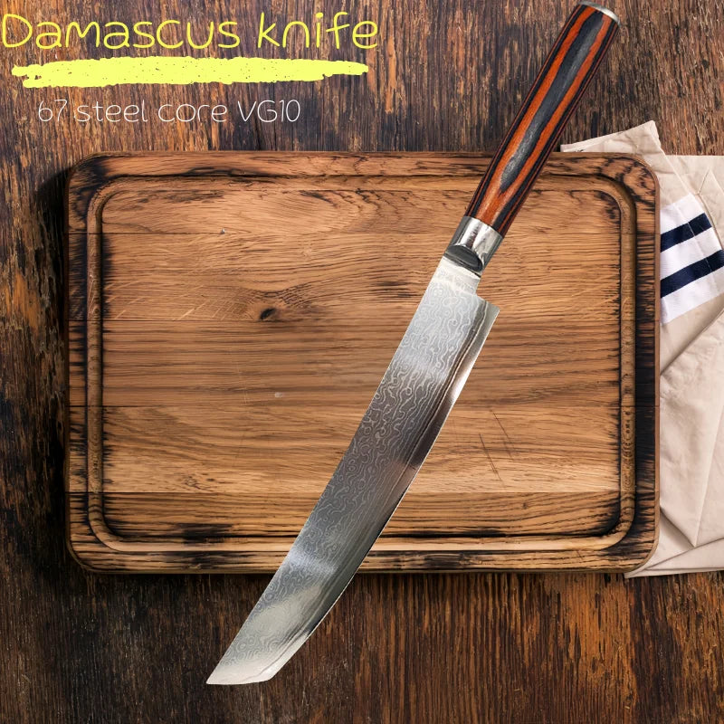 Damascus Steel Kitchen Cleaver – Chef Boning & Slicing Knife