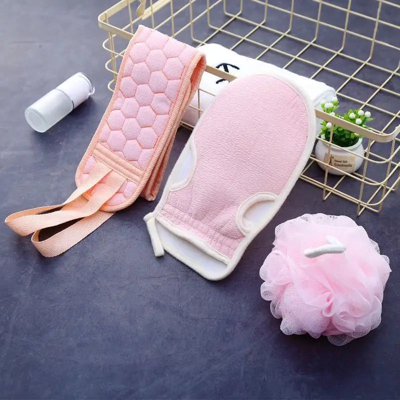 3-Piece Bath Scrubber Set – Back Scrubber, Gloves & Loofah