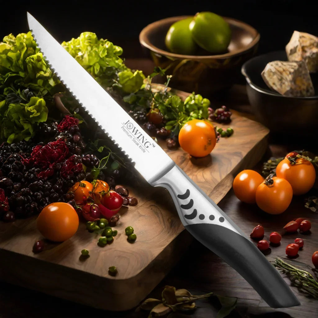 1.4116 German Steel Serrated Steak Knife – Sharp Polished Handle