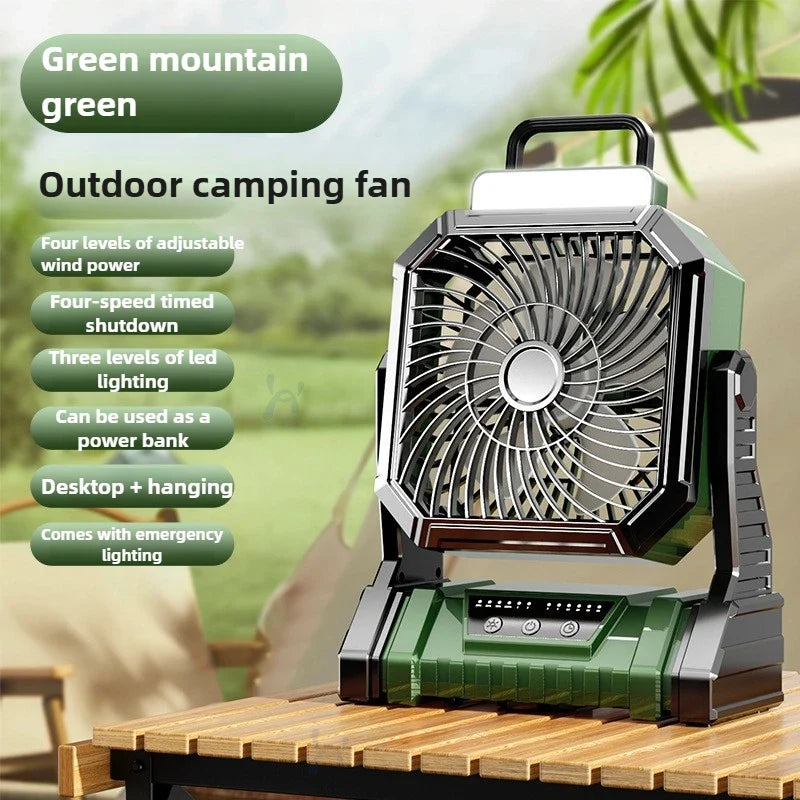 URGGU Portable Camping Fan 5400/9000mAh Battery LED Light 4-Speed