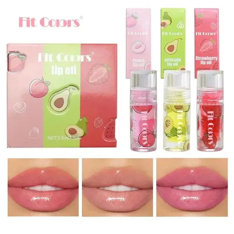 Fit Colors 3-Piece Vegan Lip Gloss Set – Fruit Scented Lip Oil