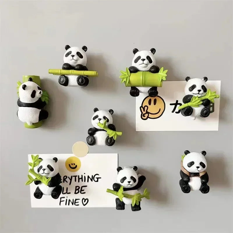 6-Piece Cartoon Animal Resin Fridge Magnets – Cute Panda Set