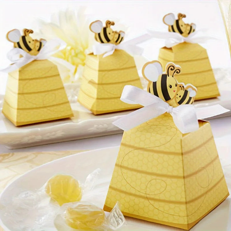 20 Bee Party Favor Boxes – Honeycomb Treat Boxes for Events