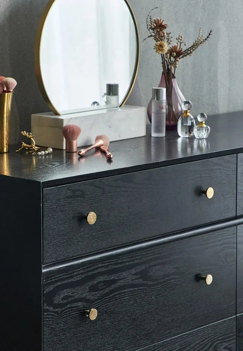 Nordic Solid Brass Cabinet Knobs – Hammered Golden Drawer Pulls