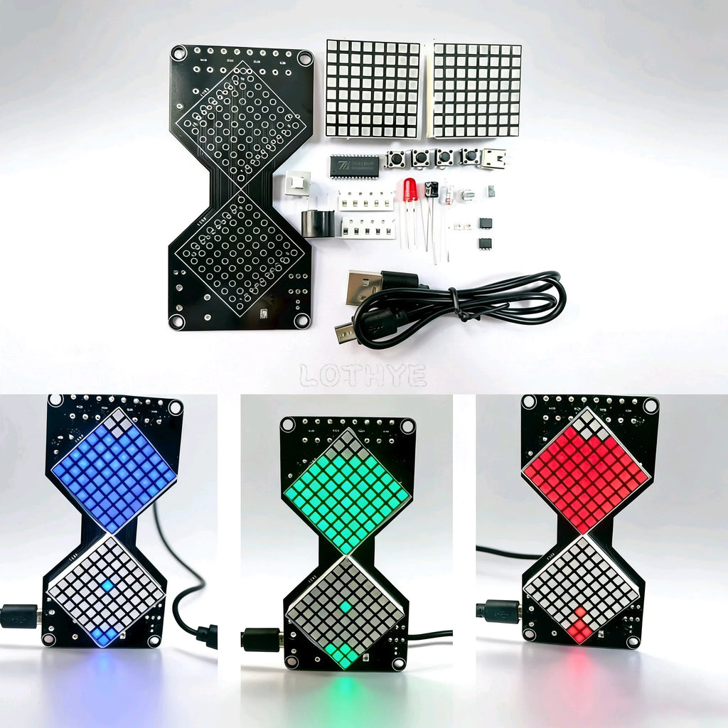 DIY LED Dot Matrix Electronic Hourglass Gravity Timer Kit