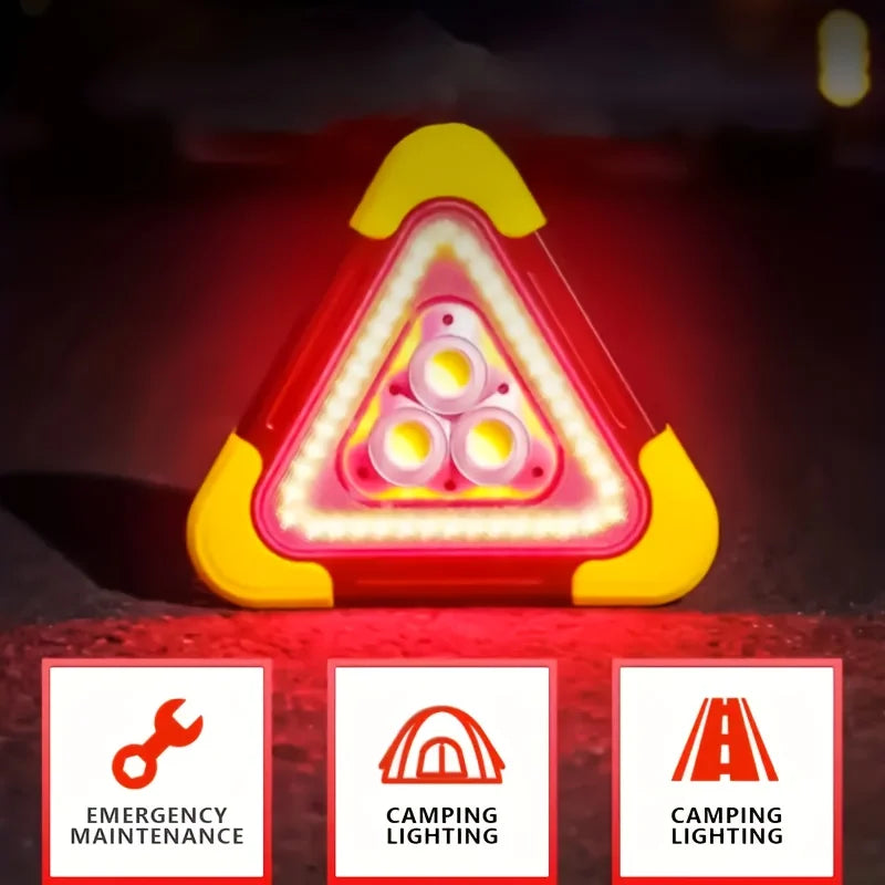 Solar LED Emergency Triangle Warning Light | 5 Modes + Power Bank