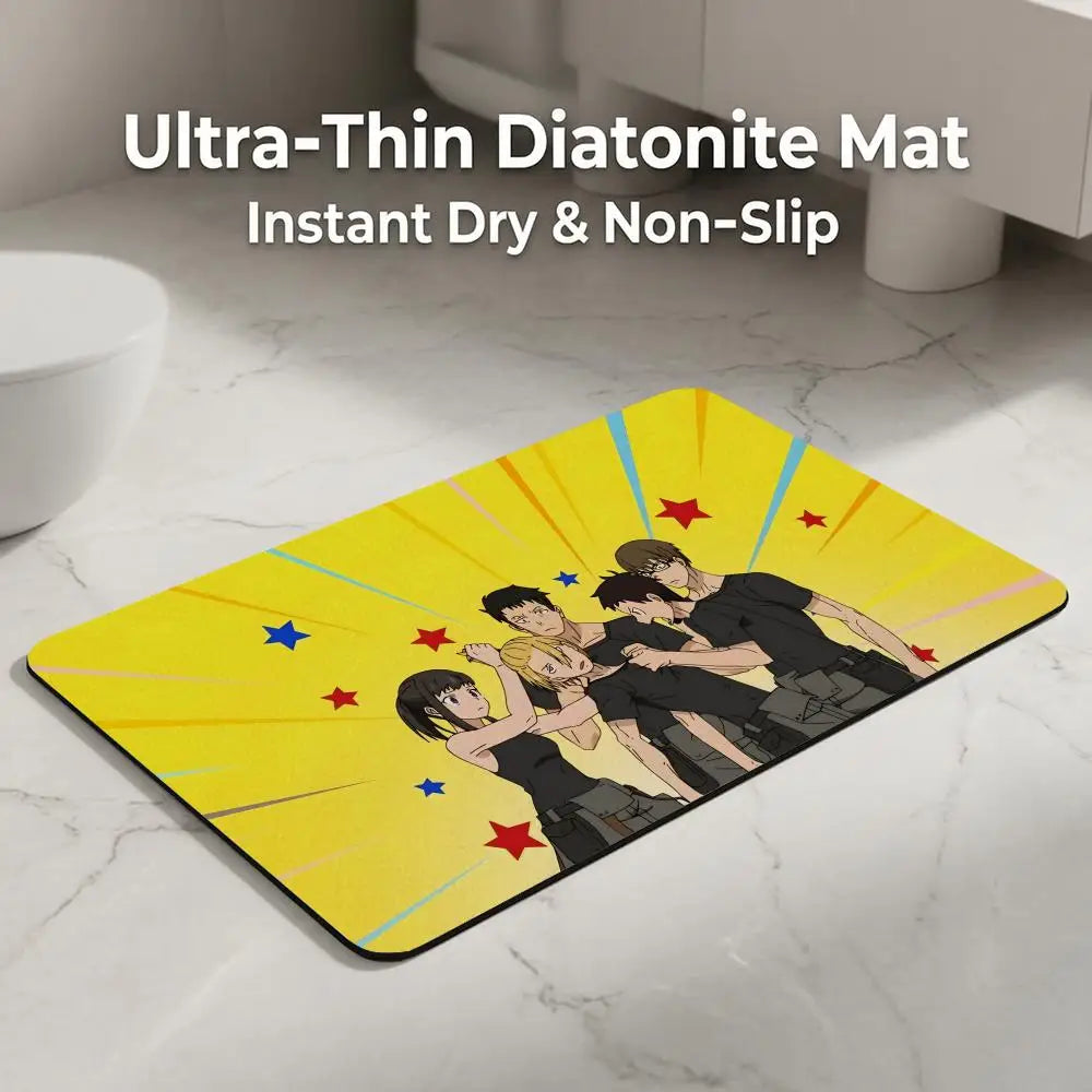Anime Fire Force Diatomite Bath Mat – Quick Dry Non-Slip