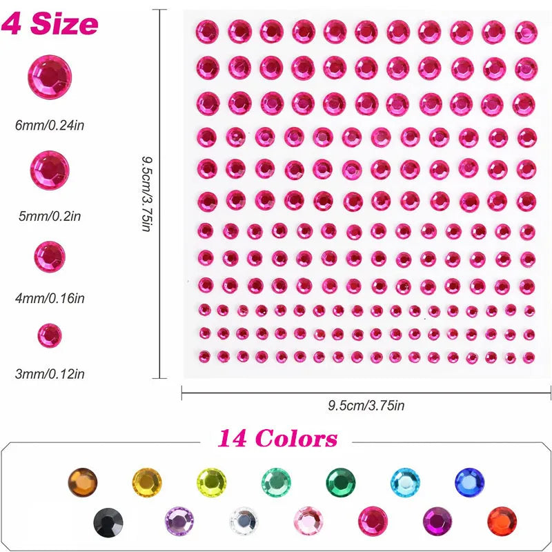 Self Adhesive Rhinestone Gem Stickers Face Nail Body Makeup Festival