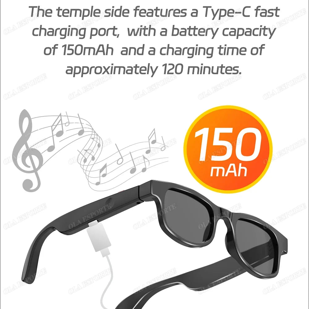 Smart Glasses AI Voice Assistant Bluetooth HD Camera Sunglasses