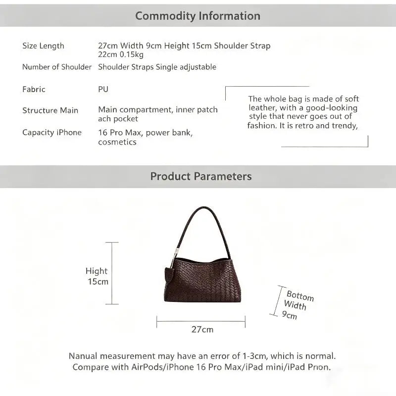 Retro Woven PU Shoulder Bag | Lightweight Magnetic Clasp