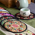 Retro Fabric Embroidery Coaster | Chinese Style Table Décor