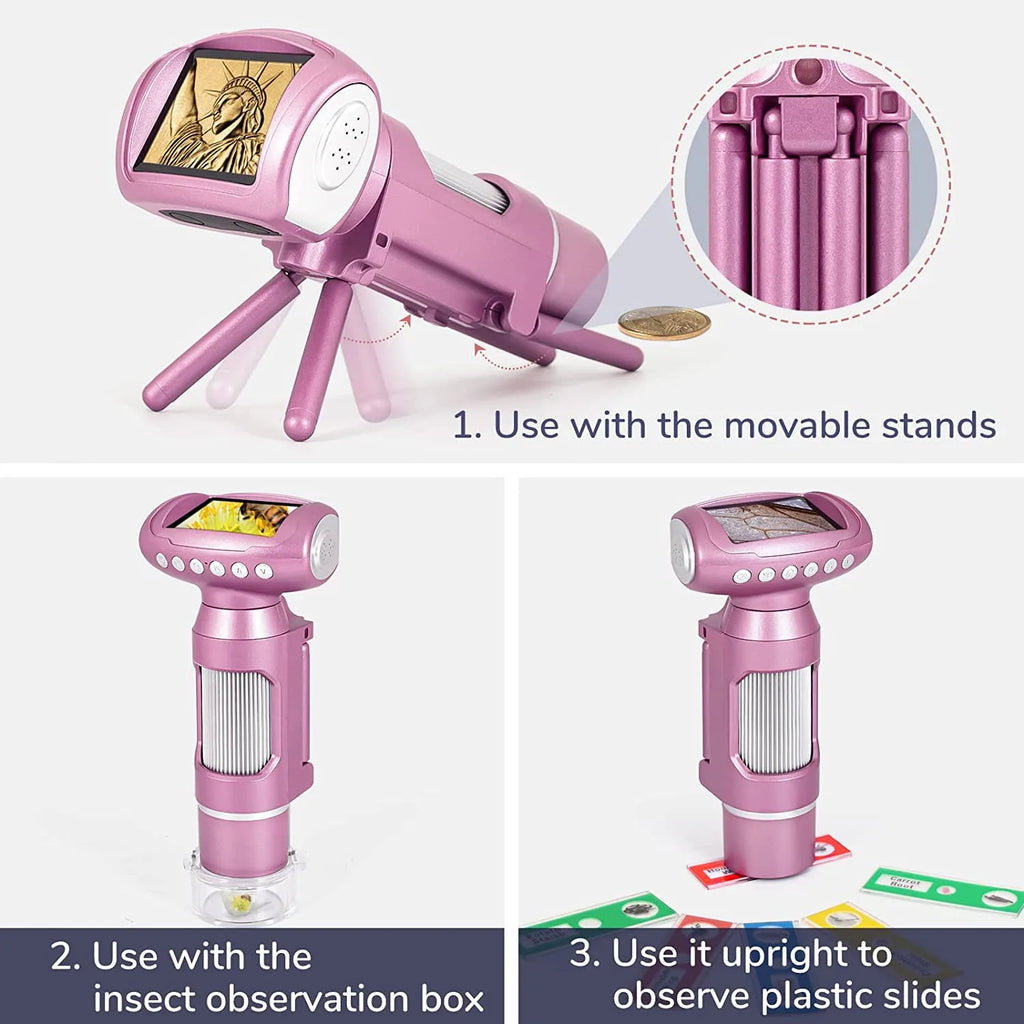 Kids 3-in-1 Digital Microscope Camera – 2-Inch Screen STEM Toy
