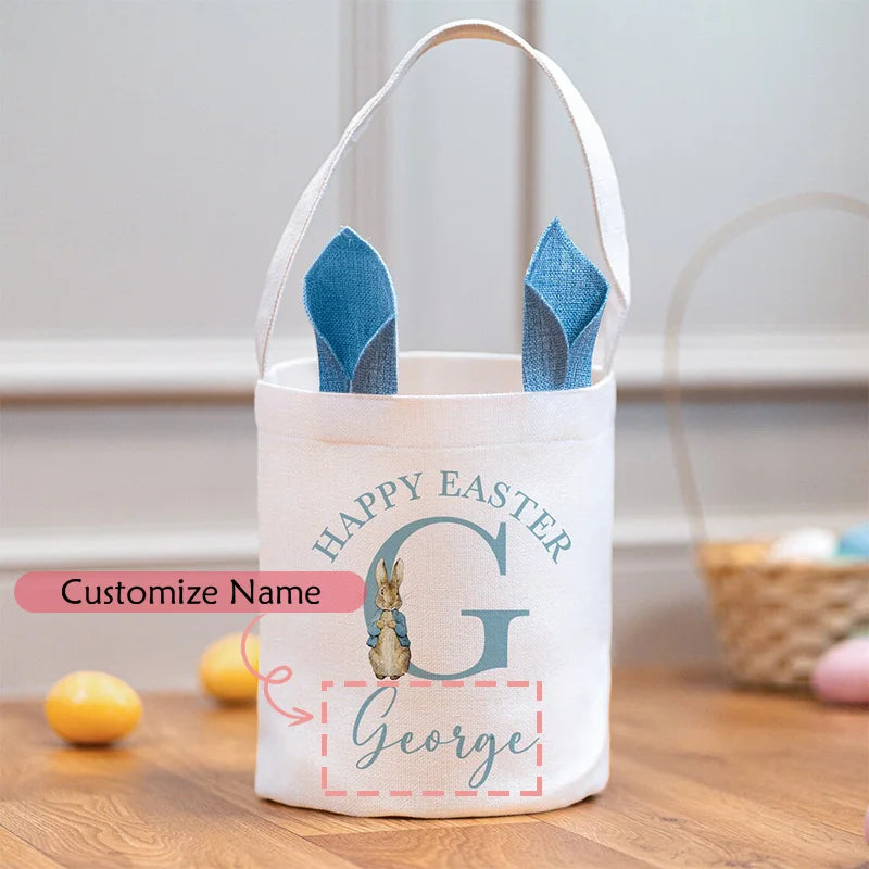 Personalized Easter Bunny Basket | Kids Egg Hunt Bucket