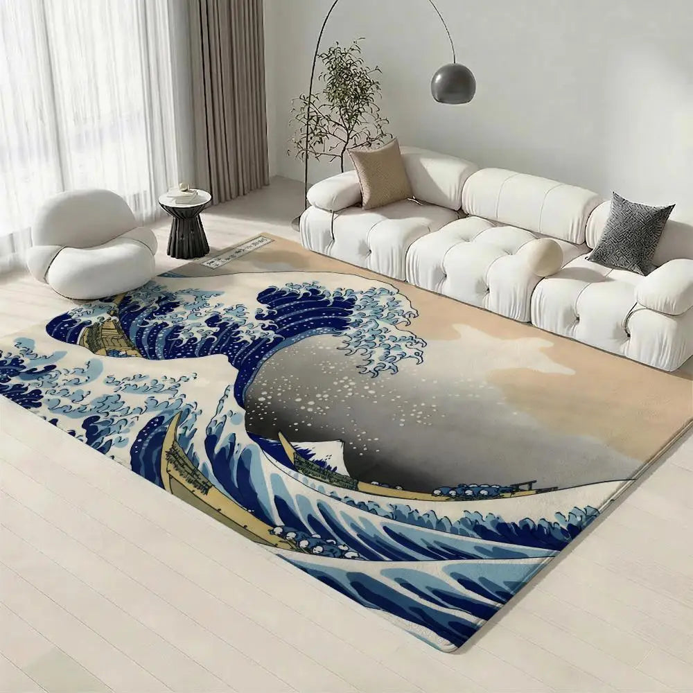 Great Wave off Kanagawa Flannel Floor Mat | Non-Slip Doormat