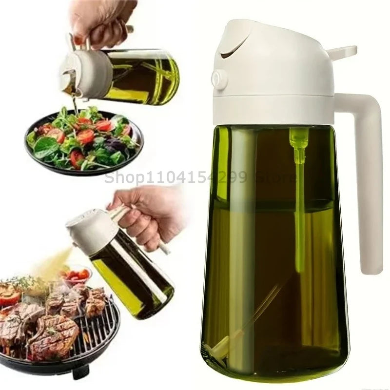 2-in-1 Oil Sprayer & Dispenser Bottle 470ml | Air Fryer & BBQ