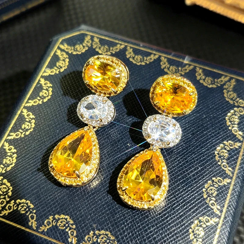 Huitan Cubic Zirconia Luxury Drop Earrings for Women