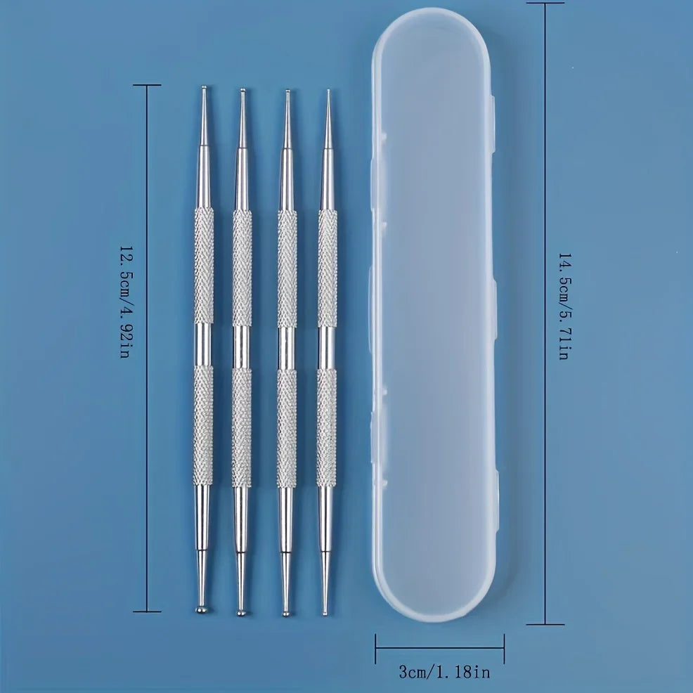 Dual-End Stainless Steel Nail Dotting & Rhinestone Pen Set