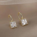 Huitan Gold Zirconia Drop Earrings – Crystal Pendant Women