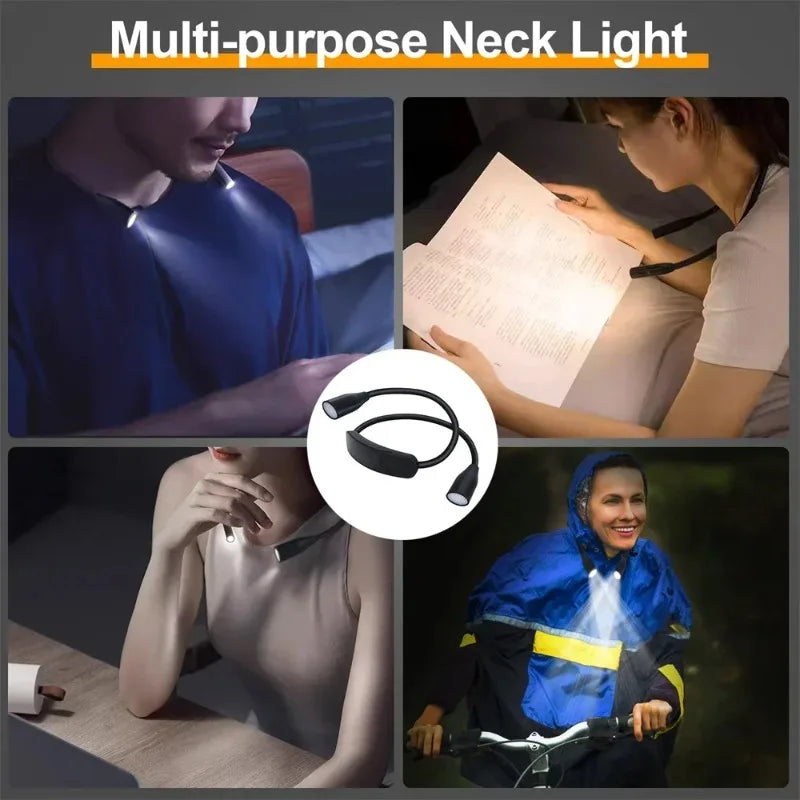 LED Neck Reading Light – 360° Flexible Arm, Battery Powered