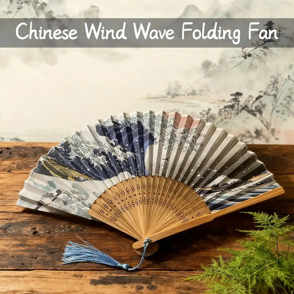 Chinese Handmade Bamboo Silk Folding Fan – 1 or 2 Pack