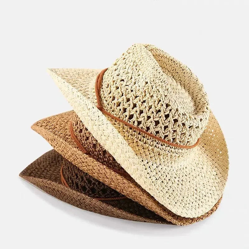 Women's Foldable Straw Cowboy Hat | Wide Brim Beach Sun Hat