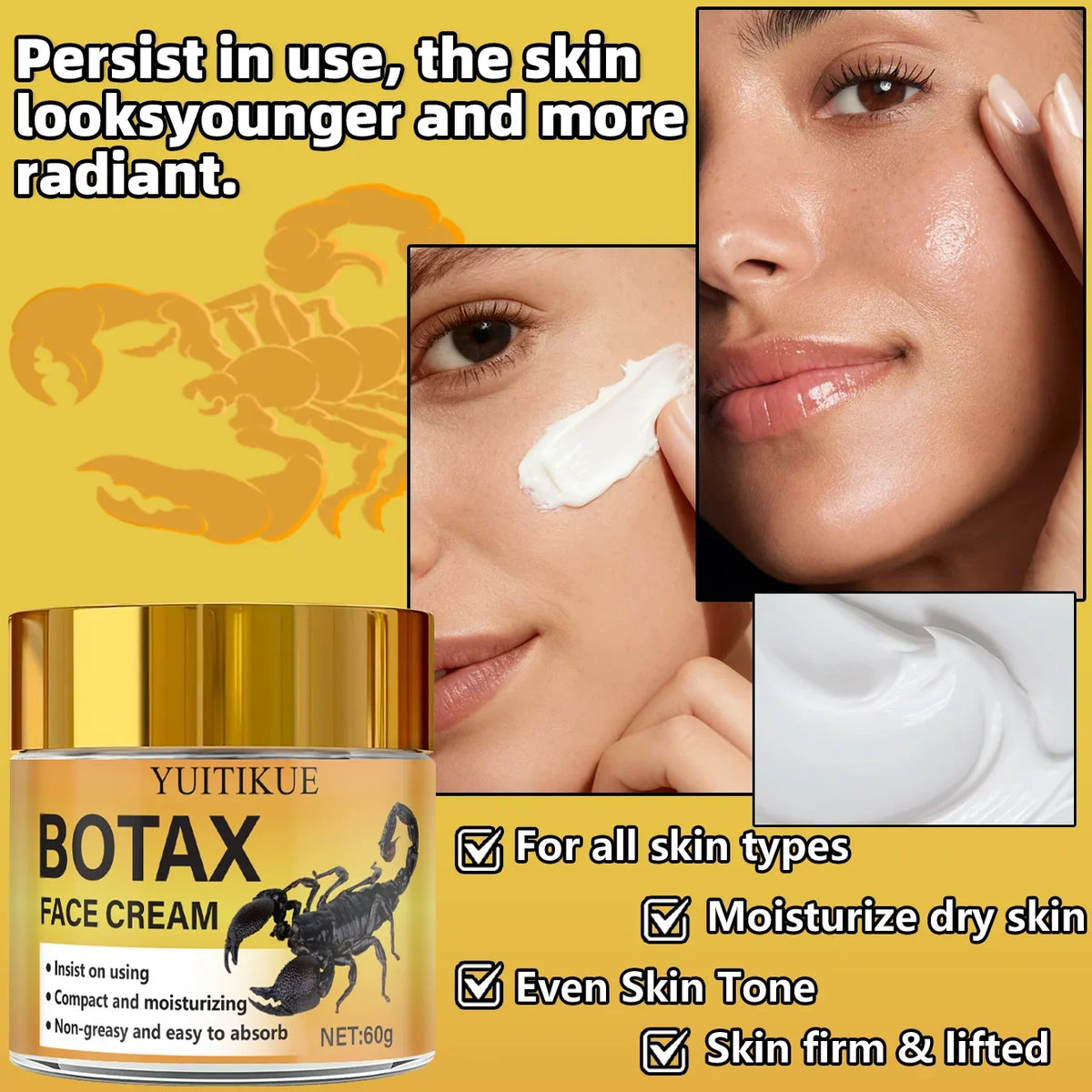 BOTAX Anti-Wrinkle Face Cream 60g | Bee Venom & Hyaluronic Acid