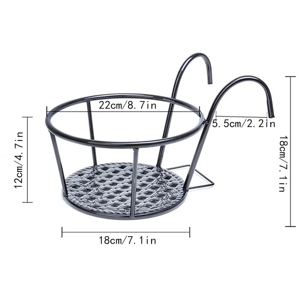 Metal Hanging Flower Pot Stand | Balcony & Patio Plant Rack