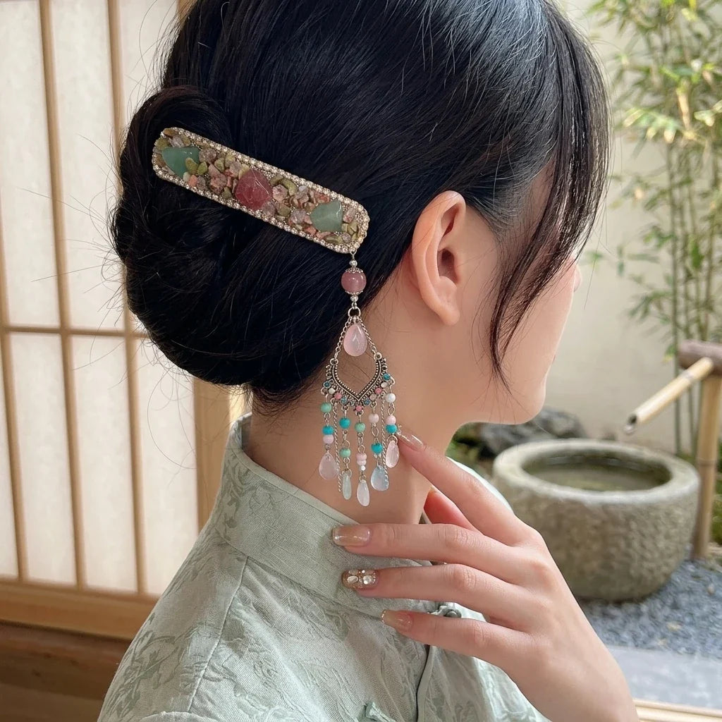 Chinese Beaded Fringe Hair Clip | Wedding & Daily Barrette