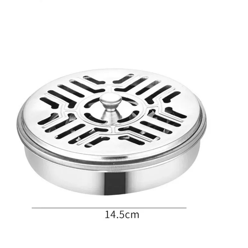 Stainless Steel Mosquito Coil Holder with Fireproof Cover