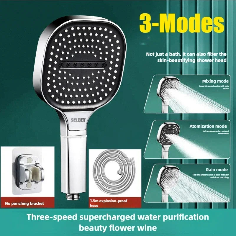 3-Mode High Pressure Handheld Shower Head | Water Saving