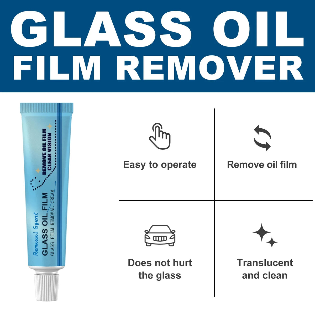 Car Glass Oil Film Remover – Streak-Free Cleaner Kit 30g