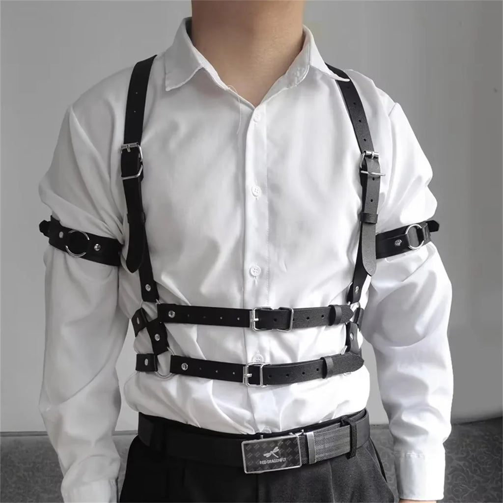 Tactical Techwear Hip Hop Punk Leather Body Harness Chest Shoulder