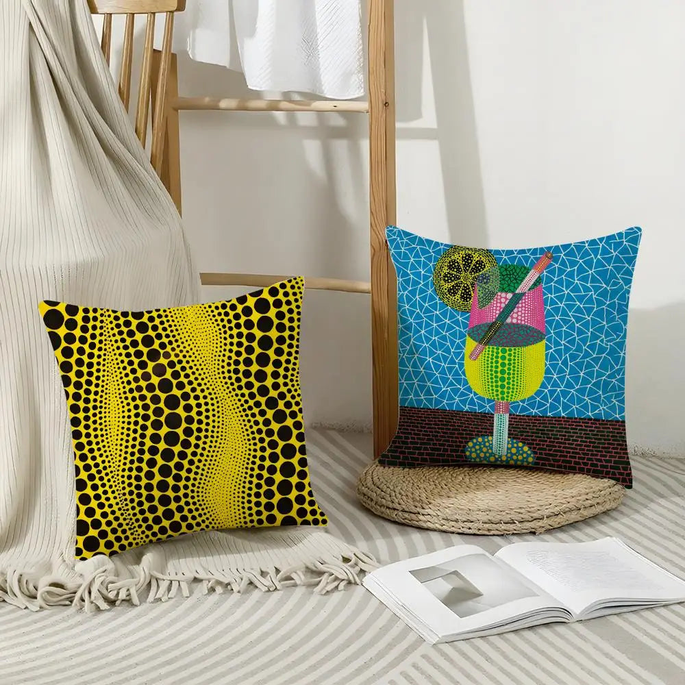 Yayoi Kusama Abstract Pumpkin Linen Cushion Cover | Art Décor