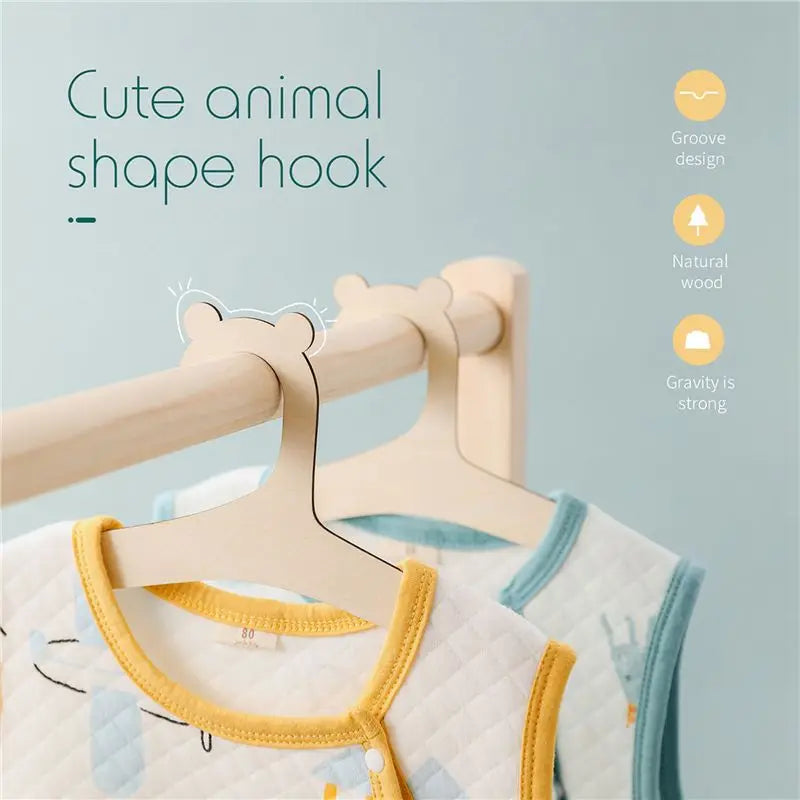 A36T- Baby Creative Hanger Rack Wooden Clothes Home Girls Princess