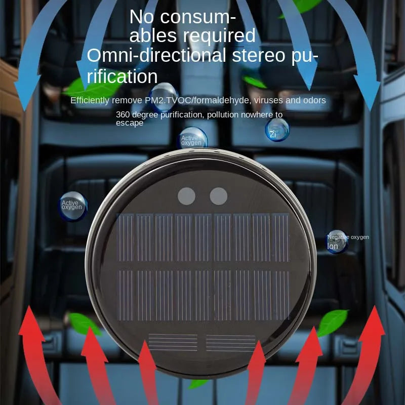 Solar Car Air Purifier | Negative Ion & Carbon Filter
