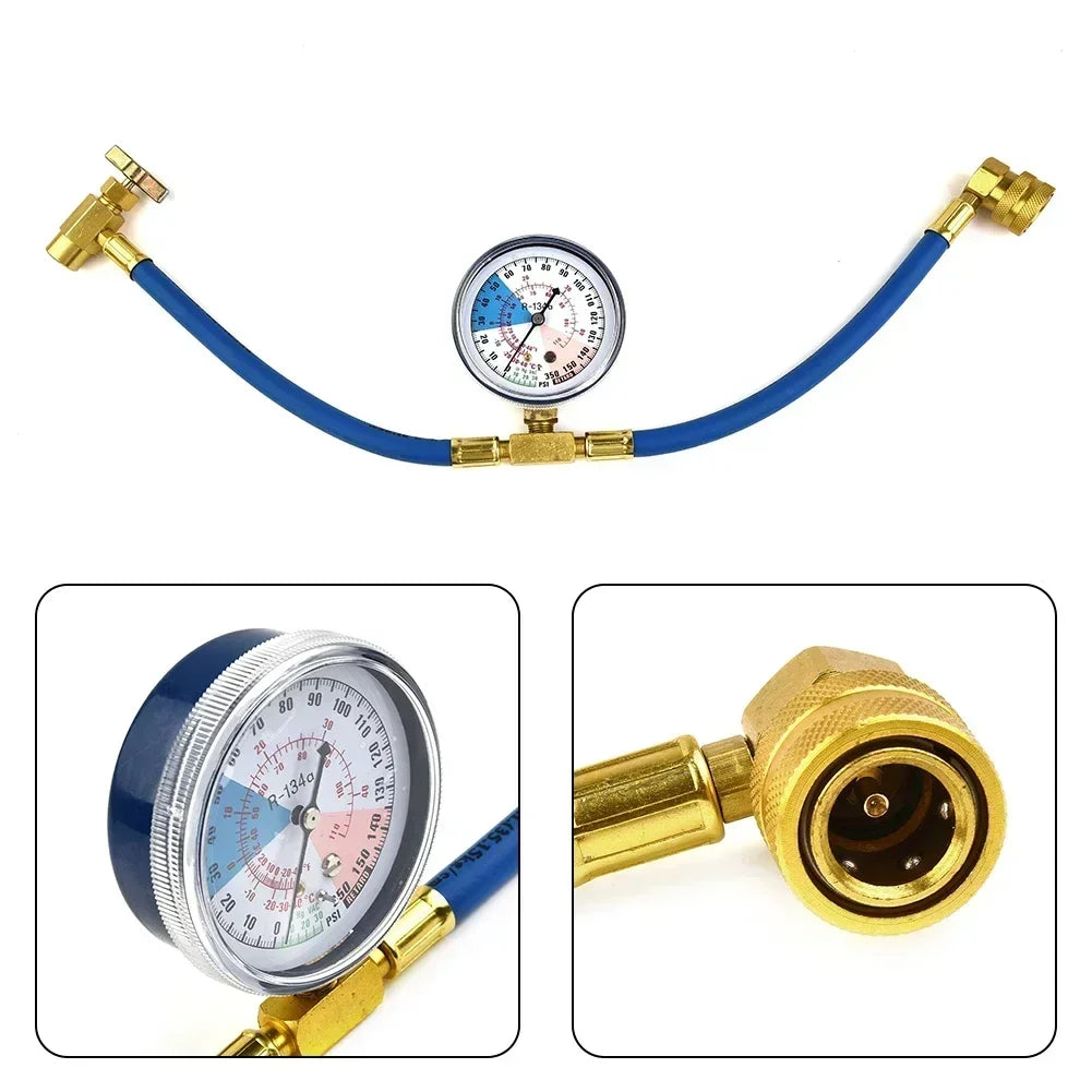 AC R134a Recharge Hose & Low Side Pressure Gauge for Cars