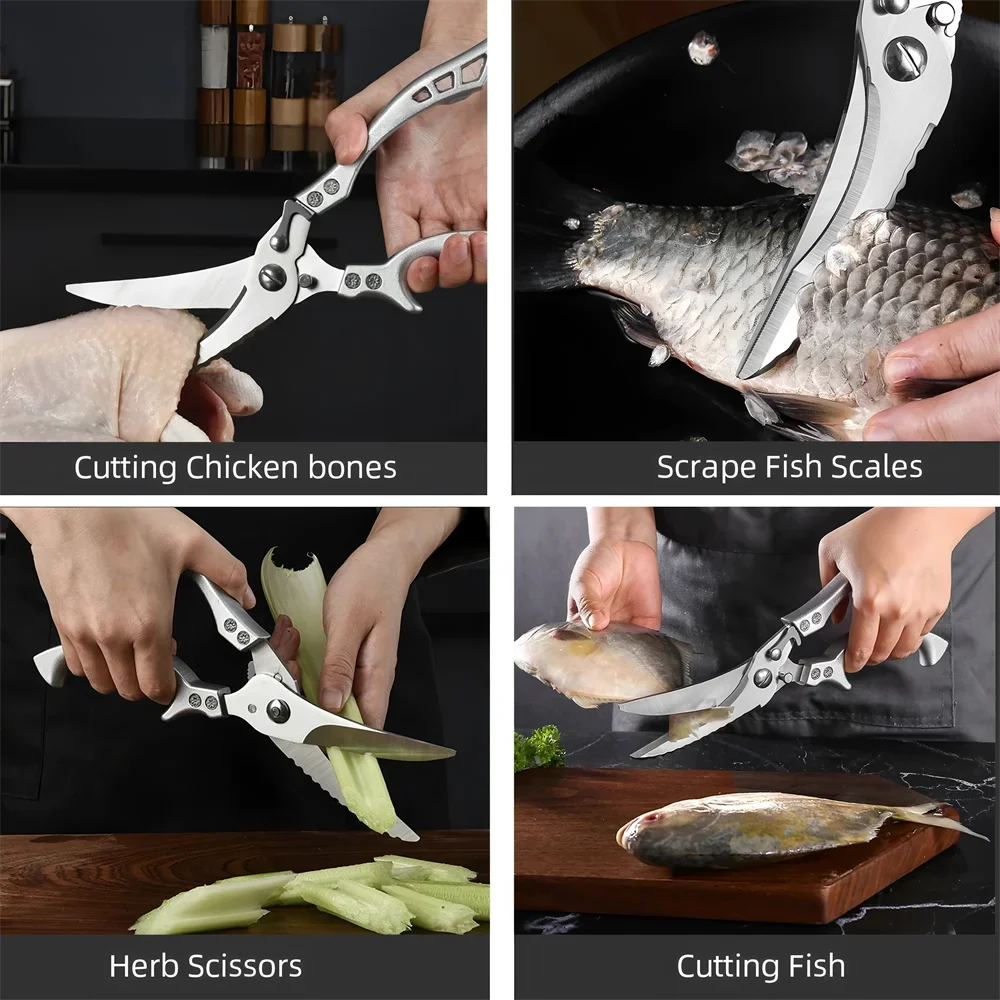 Stainless Steel Kitchen Scissors – BBQ Meat & Bone Cutter Set