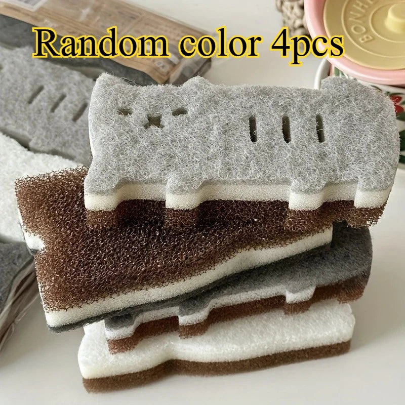 4-Pack Cute Cat Kitchen Sponge Set | Microfiber Dishwashing