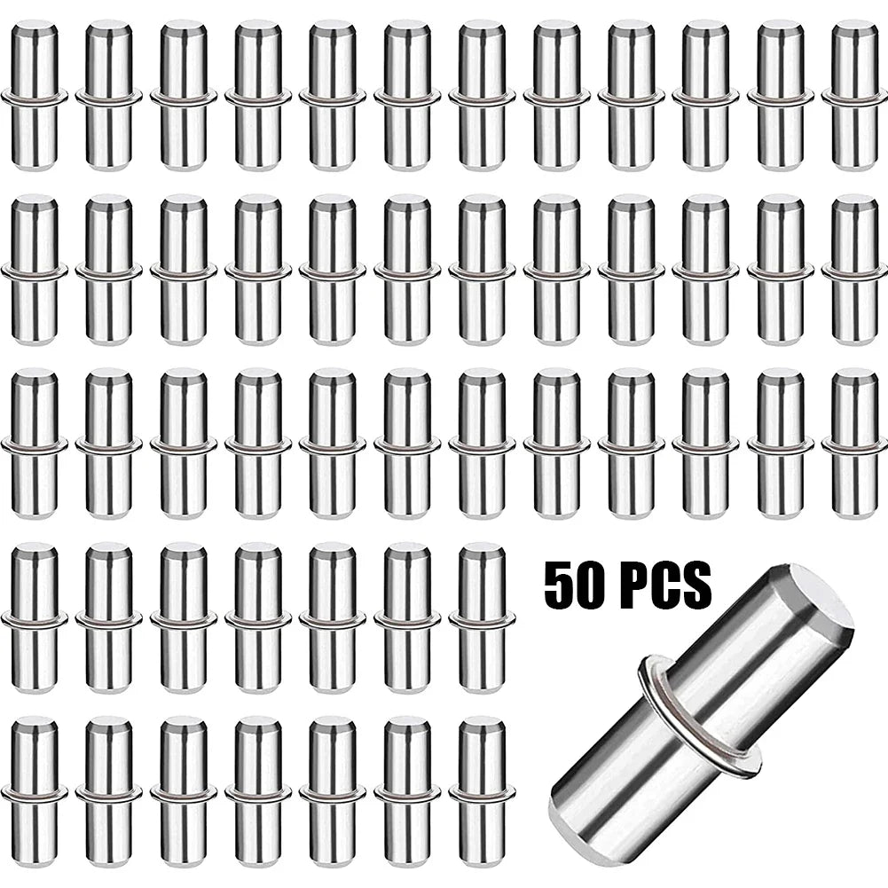 50-Pack Nickel-Plated 5mm Shelf Support Pegs for Cabinets