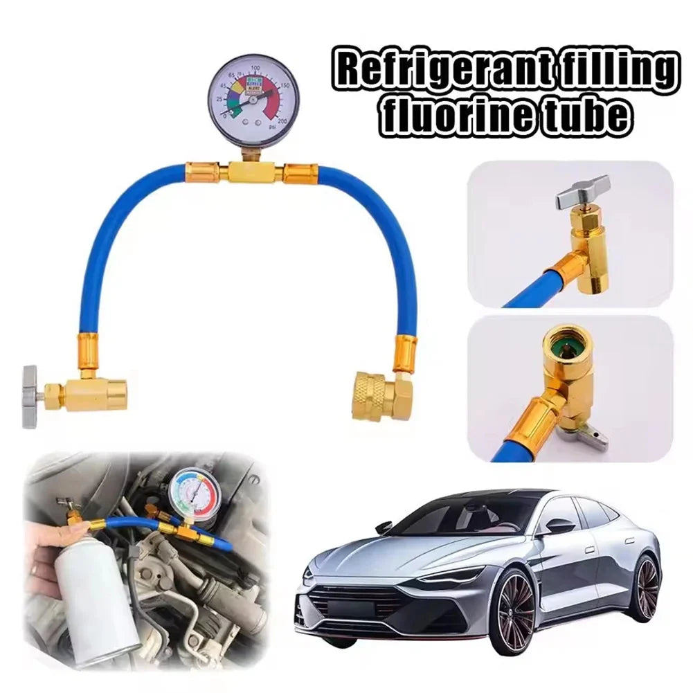 R134A Refrigerant Charge Hose Kit with Pressure Gauge