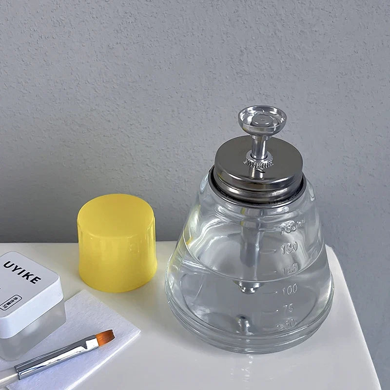 180ml Glass Push-Down Pump Dispenser | Refillable Nail Remover Bottle